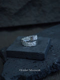 R1784 Double Layer Ring with Rock Texture