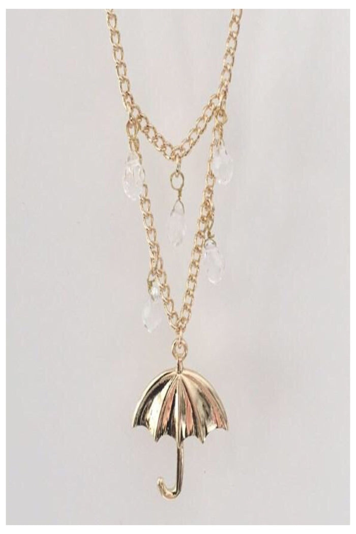 Raindrops and Umbrella Necklace - Final Sale