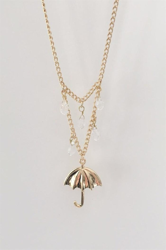Raindrops and Umbrella Necklace - Final Sale
