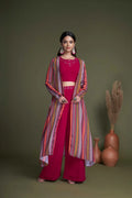 Rani Pink Georgette Embroidery Work Co-ord Set