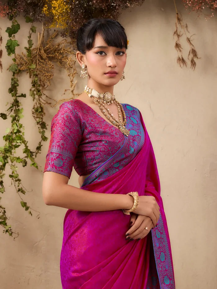 Rani Pink Kanjivaram Silk Saree