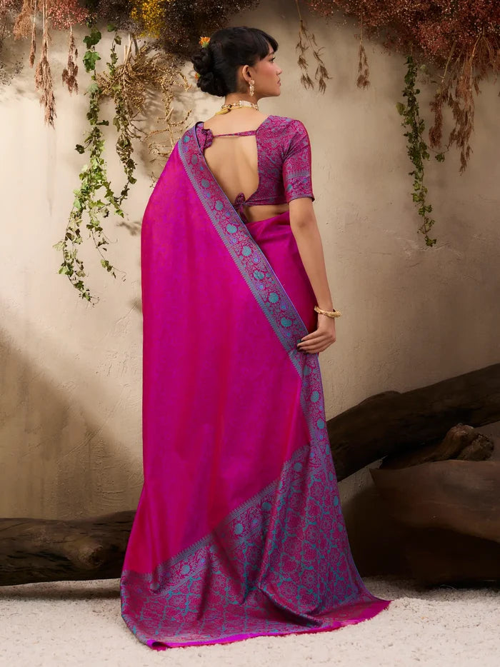 Rani Pink Kanjivaram Silk Saree