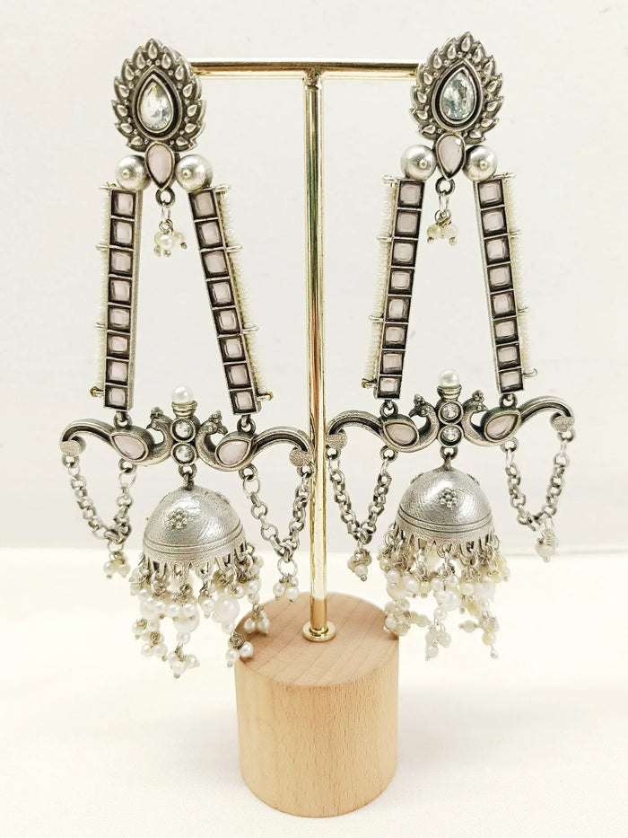 Ranjeeta Pink Oxidized Jhumki