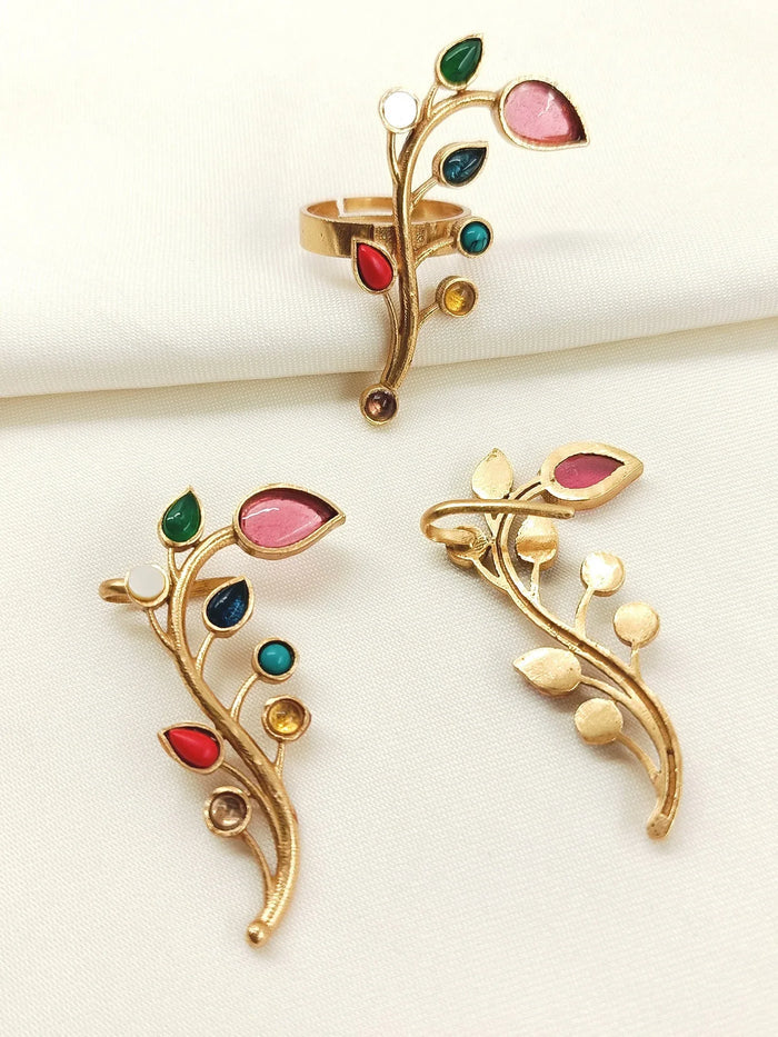 Rashmitha Multi Colour Boutique Earcuff With Finger Ring