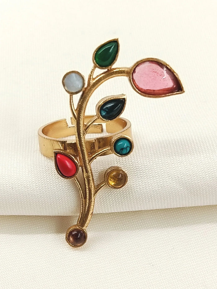 Rashmitha Multi Colour Boutique Earcuff With Finger Ring