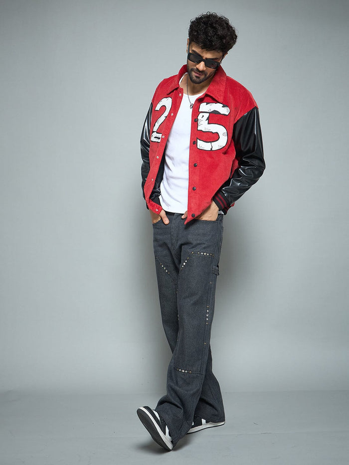 Red Corduroy Applique Jacket
