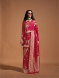 Red Georgette Zari Weaving Silk Saree