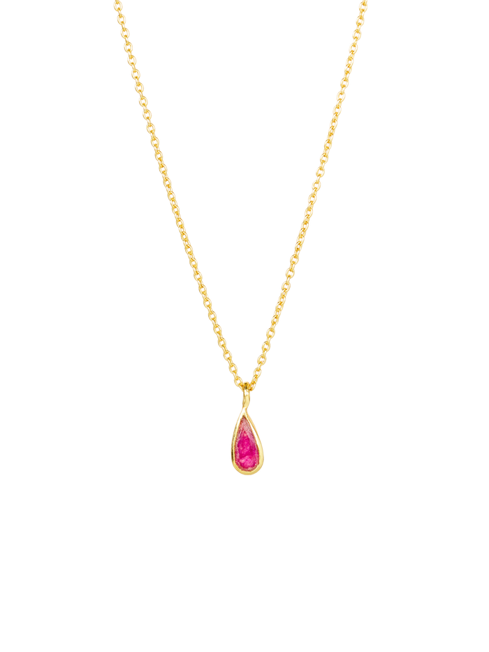 Muja Juma Red Minimal Teardrop Statement Gold Plated Necklace | LE FIGUE NEW YORK