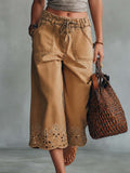 Retro Bohemian Cropped Camel Denim Pants  - By Qivii