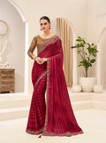 Rose Red Georgette Party wear Saree