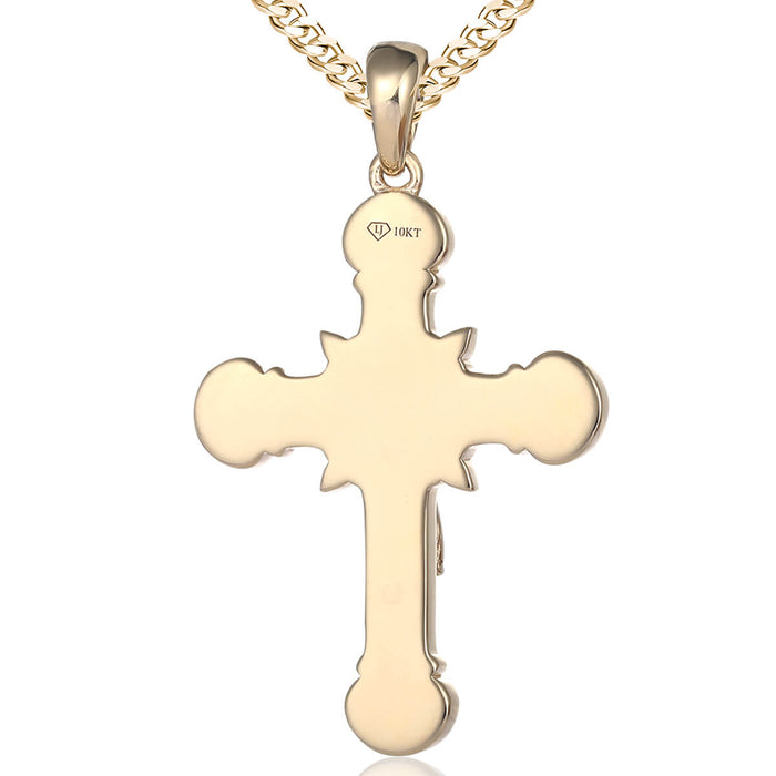 Rounded Micro Crucifix | Fleur-De-Lis Design