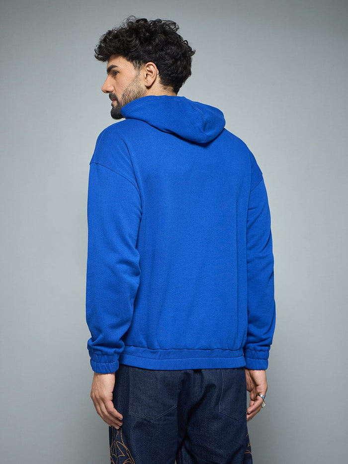 Royal Blue CD Embroidered Hooded Sweatshirt