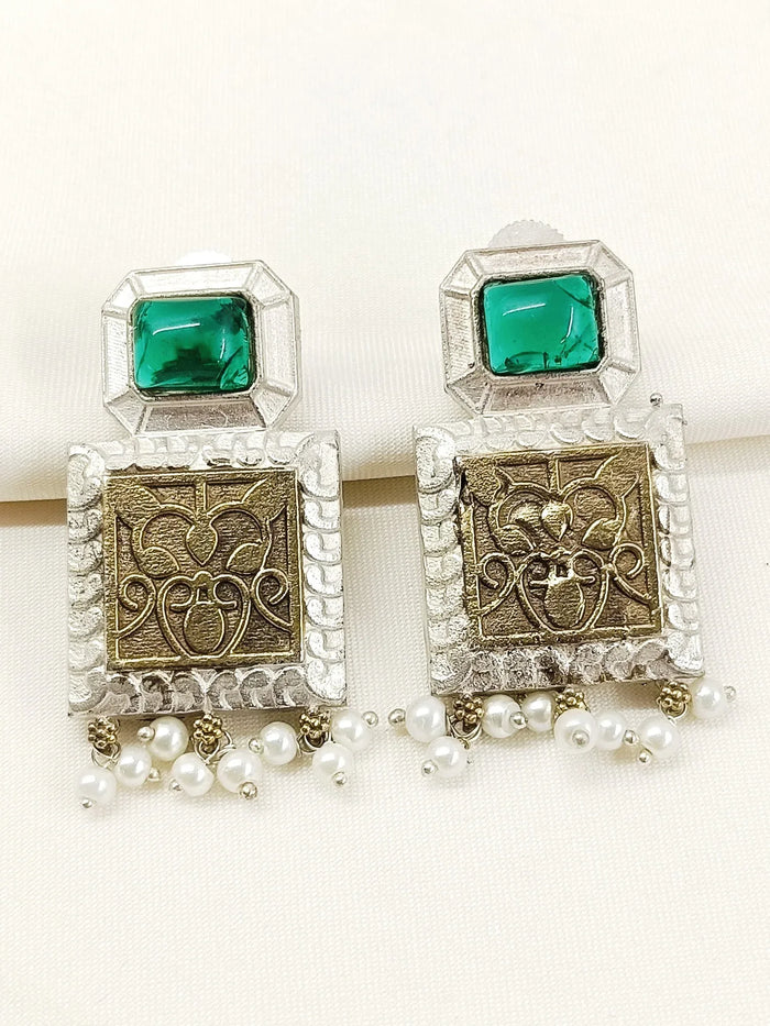 Rupal Green Oxidized Earring