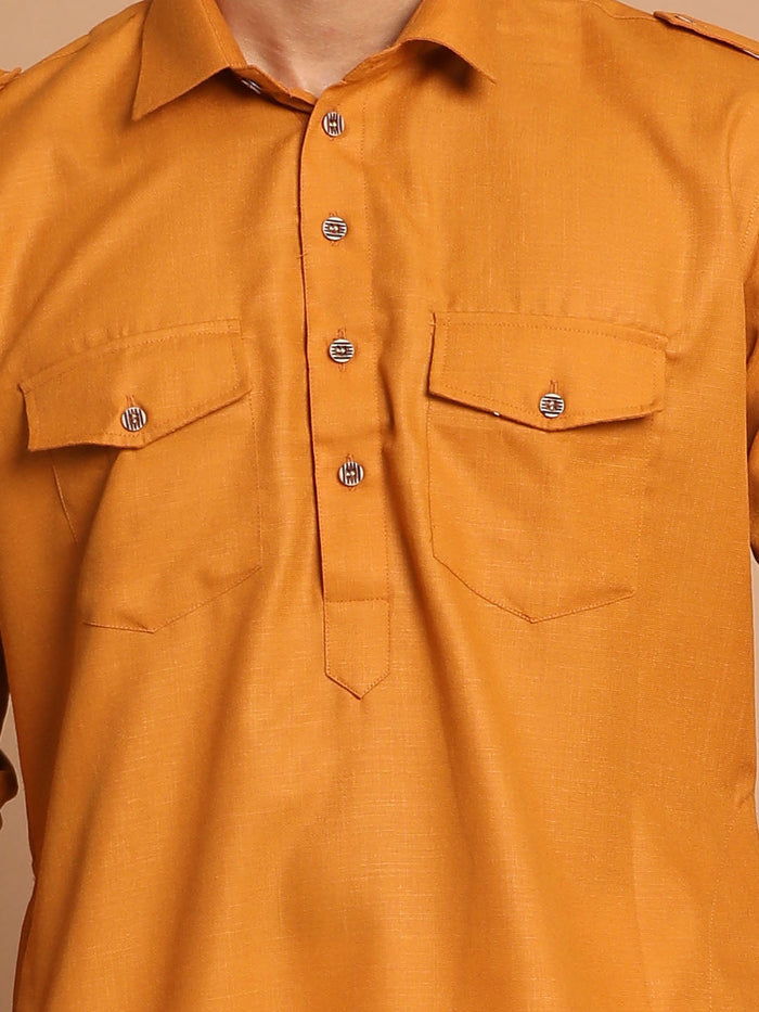 Rust Brown & Cream Pathani Kurta With Patiala