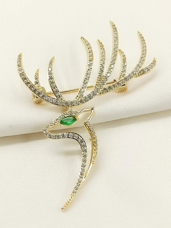 Rutvi Golden Reindeer Brooch