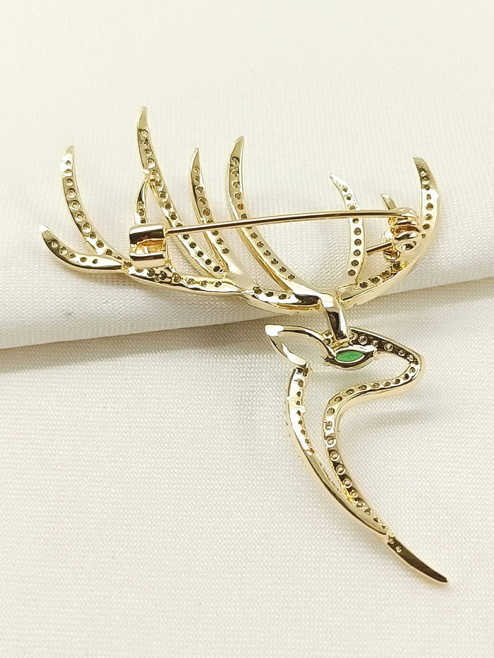Rutvi Golden Reindeer Brooch