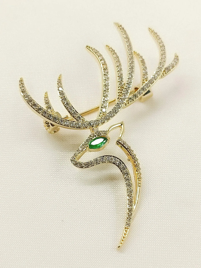 Rutvi Golden Reindeer Brooch