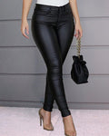 Sexy PU Skinny Leather Pants Casual All-match Pants  - By Qivii