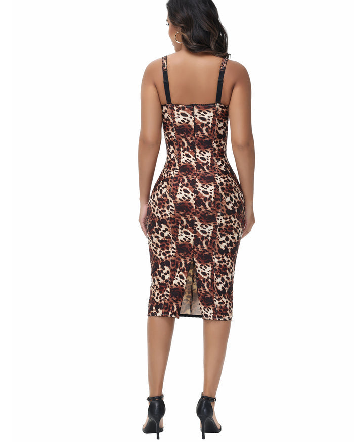 Sexy Suspenders Wrapped Hip Midi Bodycon Dress Built in Bra - By Qivii
