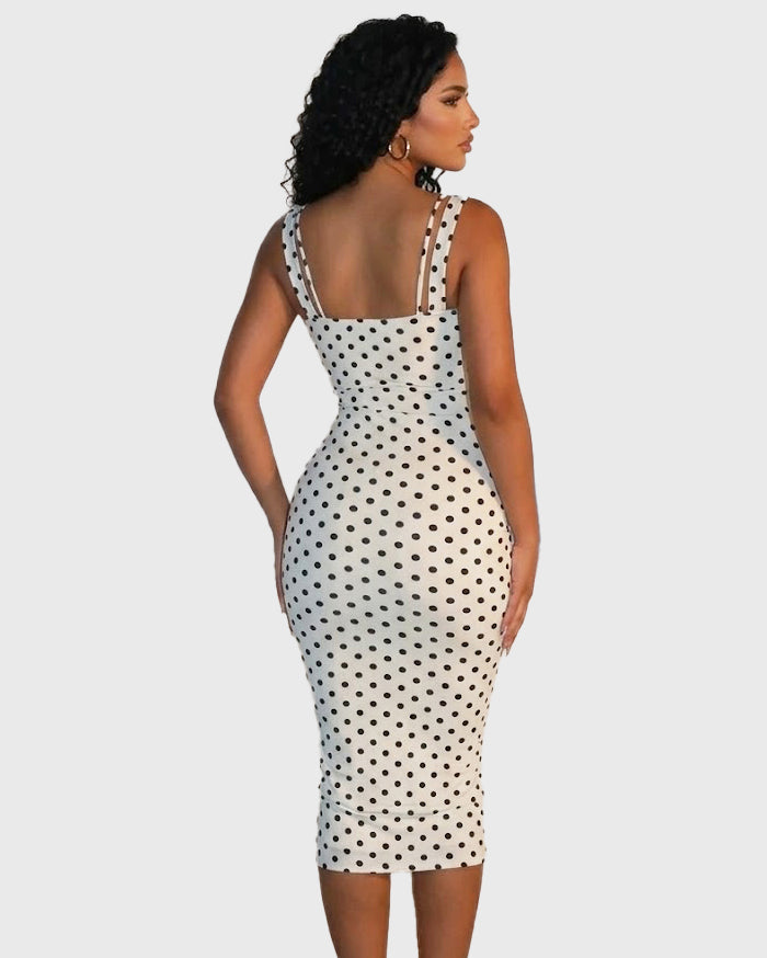 Sexy Women's Slim-Fit Stretchy Classic Polka Dot Maxi Dress  - By Qivii