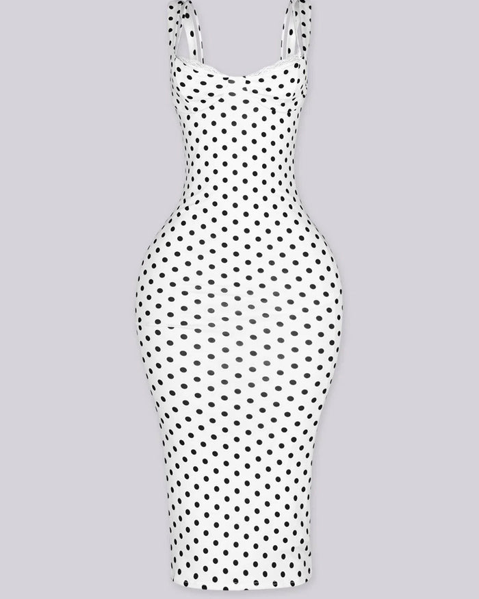 Sexy Women's Slim-Fit Stretchy Classic Polka Dot Maxi Dress  - By Qivii