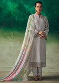 Shades Of Purple Digital Printed Muslin Salwar Suit with Light Embroidery work - qivii