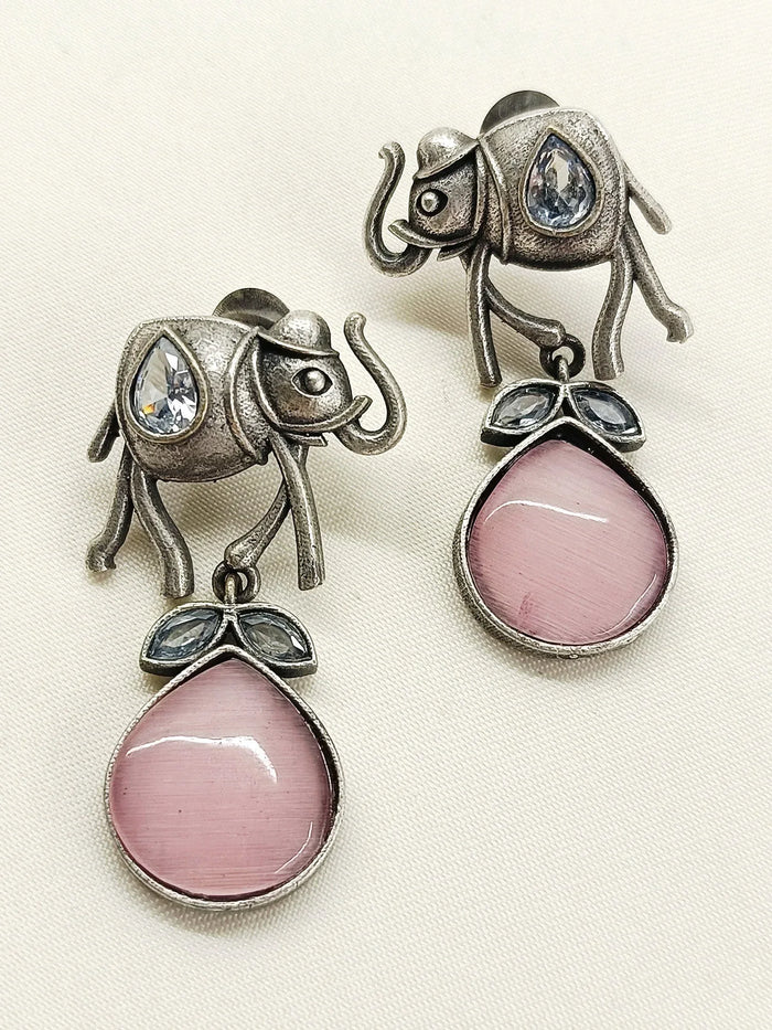 Shawetha Baby Pink Oxidized Earring