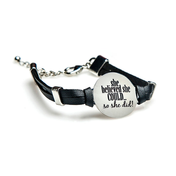 She Believed Leather + Pendant Bracelet - Final Sale