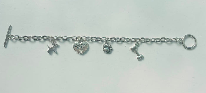 silver dog bracelet and necklace set🐾💞