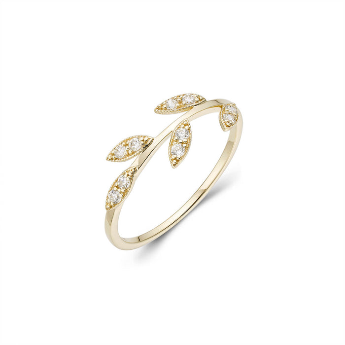 Simple womens tree branch ring 5 leaf pedal design-ring-lirysjewelry