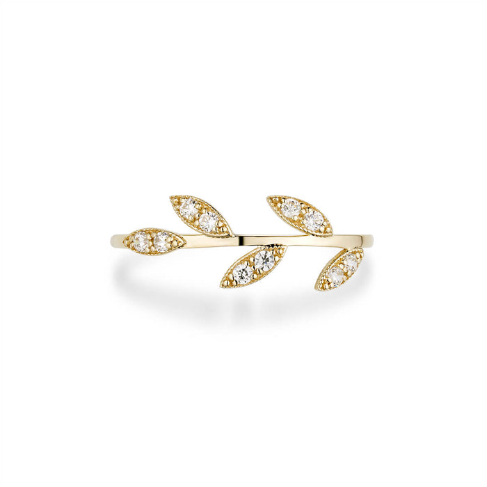 Simple womens tree branch ring 5 leaf pedal design-ring-lirysjewelry