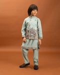 Sky Kurta Set With Thread Sequins Embroidery Work Koti