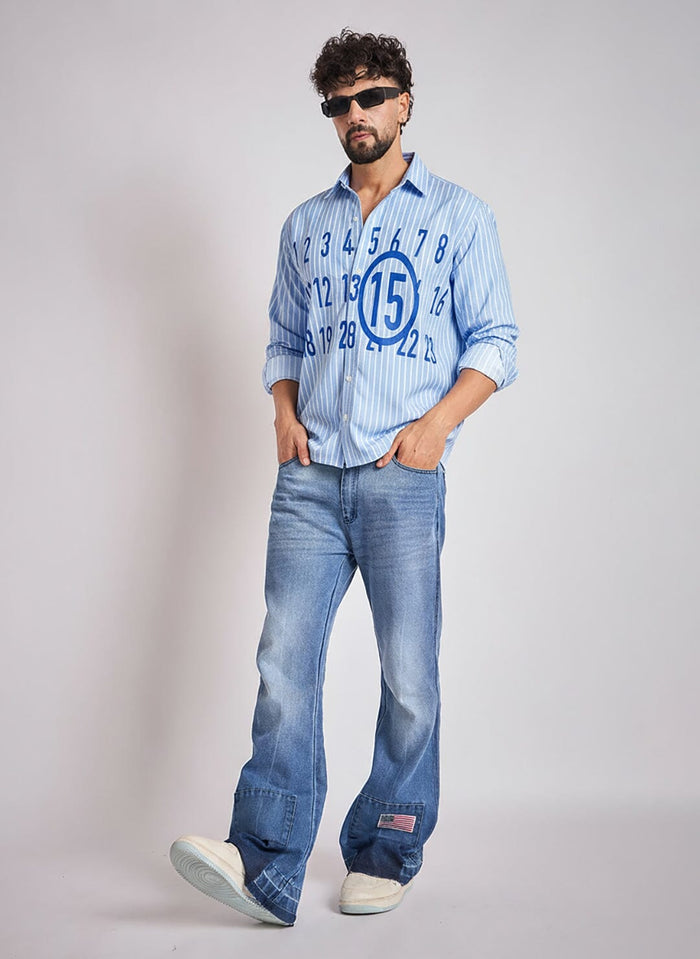 Sky Striped Numerals Shirt