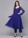 Skydiver Blue Leheriya Kurta Set