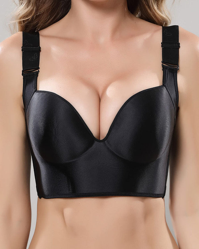 Smooth Seamless Sculpting Uplift Deep Cup  Full Coverage Wireless Shape Bra  - By Qivii