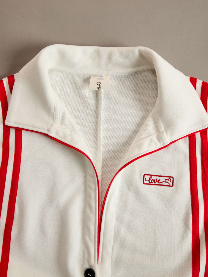 Sporty Retro Red Ribbon White Cotton Sleeveless Jumpsuit  - By Qivii