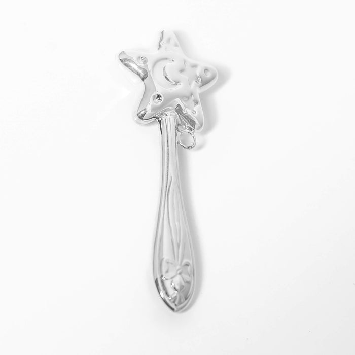 Star 925 sterling silver baby rattle polished finish newborn gift