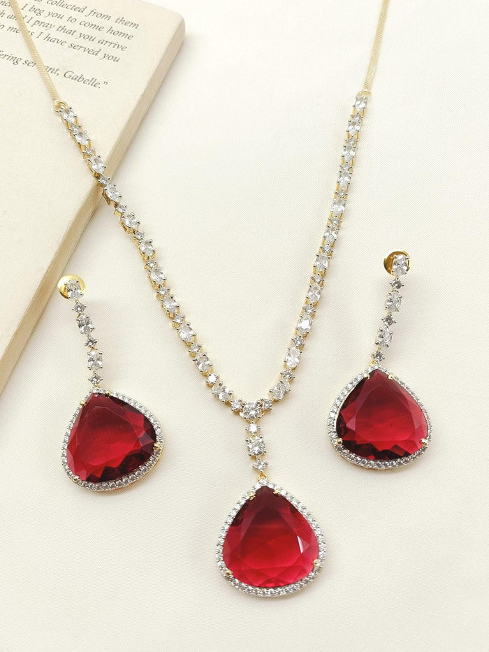 Stella Ruby American Diamond Necklace Set