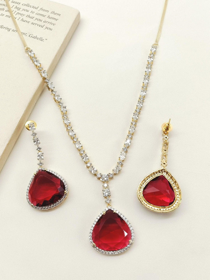 Stella Ruby American Diamond Necklace Set