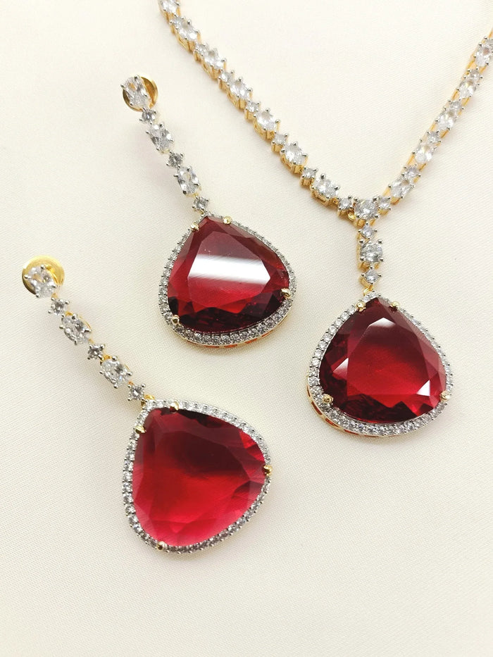 Stella Ruby American Diamond Necklace Set