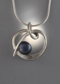 Sterling Silver Pendant with 8mm Pearl (shown here with black pearl, see options to choose pearl color)