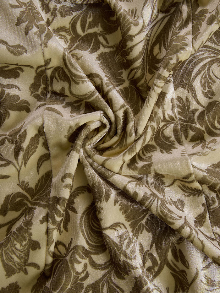 Stylish And Elegant Champagne-colored Velvet Printed Shirt  - By Qivii