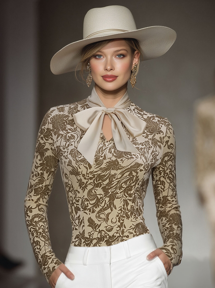 Stylish And Elegant Champagne-colored Velvet Printed Shirt  - By Qivii