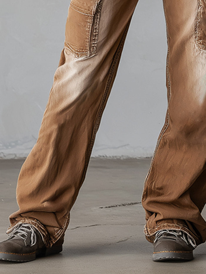 Stylish & Distinctive Distressed Brown Cargo Jeans  - By Qivii