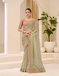 Tan Beige Georgette Party wear Saree