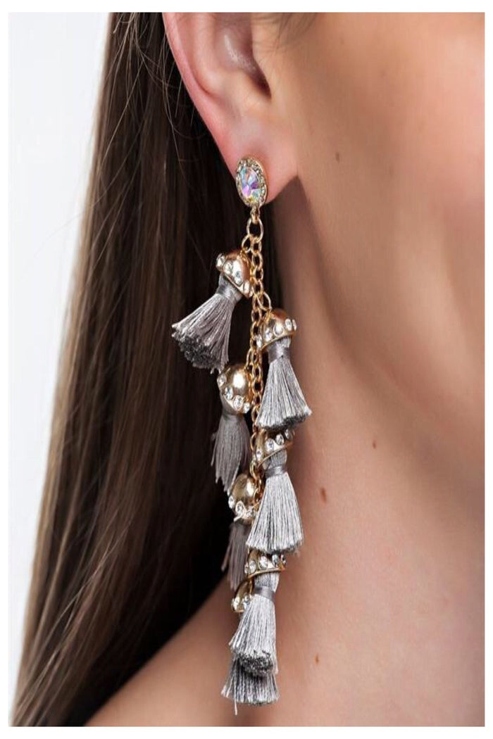 Tassel & Rhinestone Statement Earrings - Final Sale