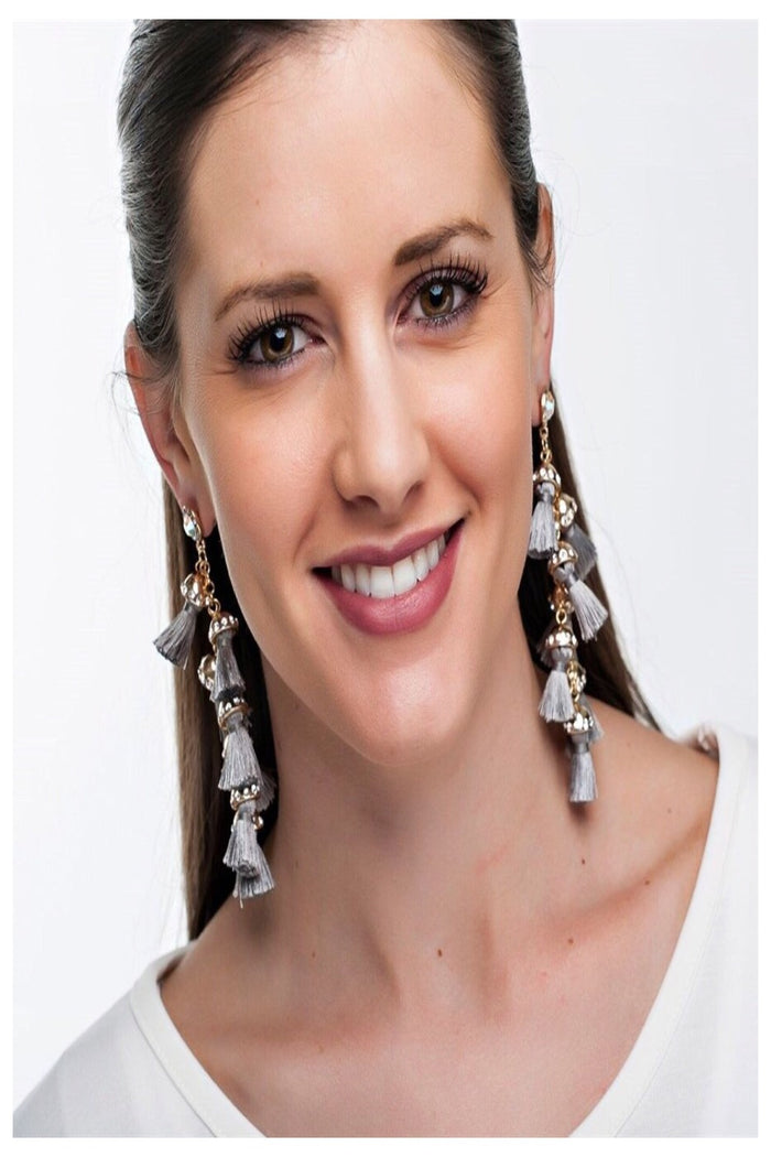 Tassel & Rhinestone Statement Earrings - Final Sale