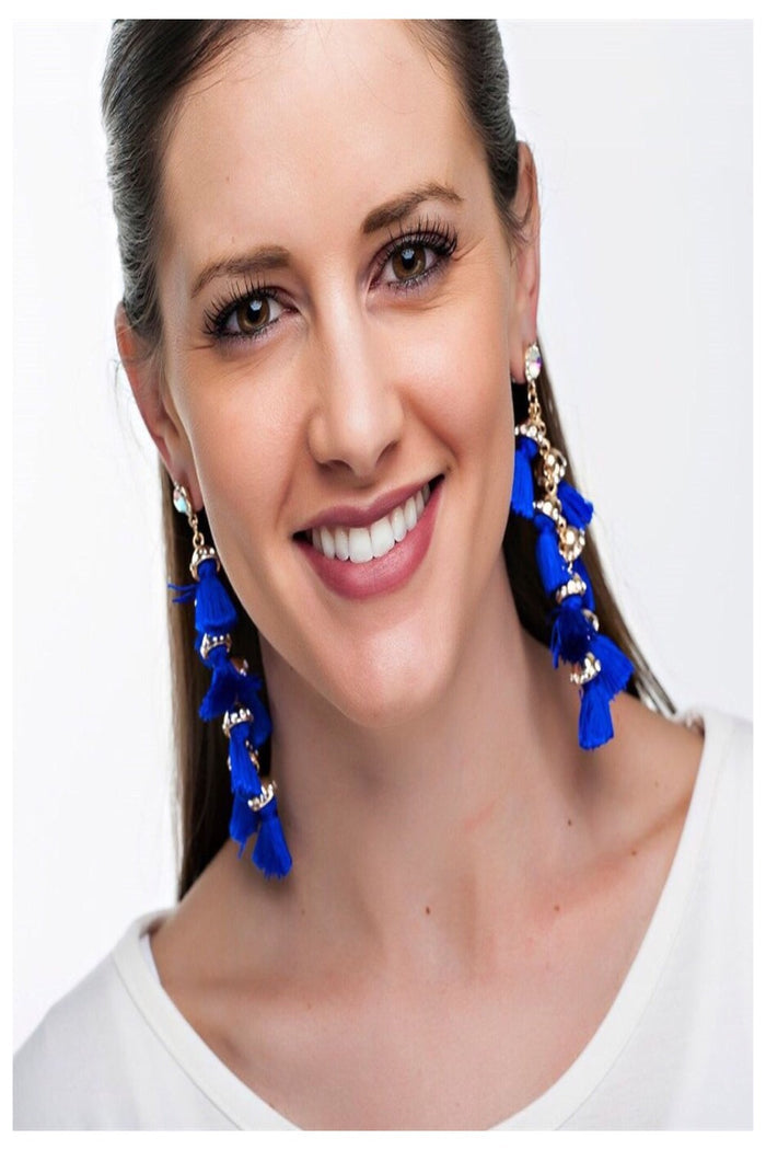 Tassel & Rhinestone Statement Earrings - Final Sale