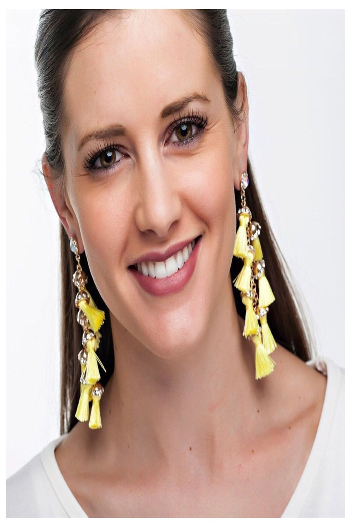 Tassel & Rhinestone Statement Earrings - Final Sale