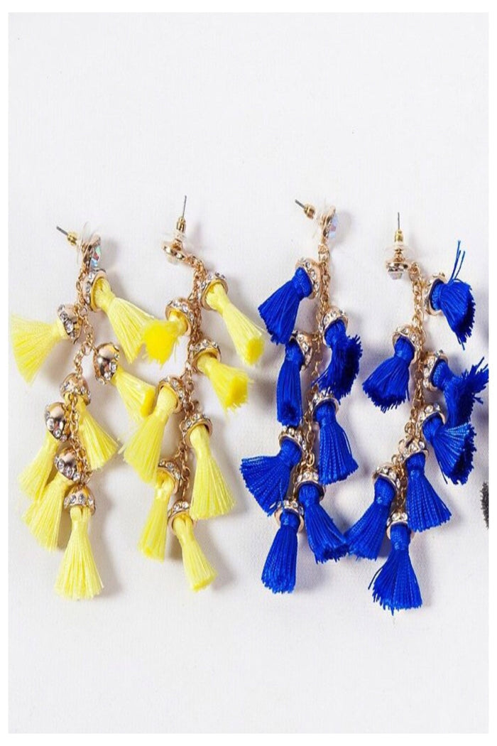 Tassel & Rhinestone Statement Earrings - Final Sale